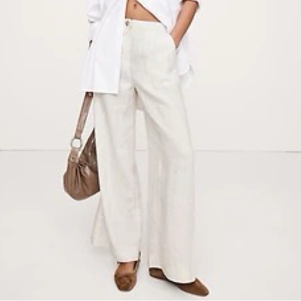 COS Linen Wide-Leg Pants in Creamy White
